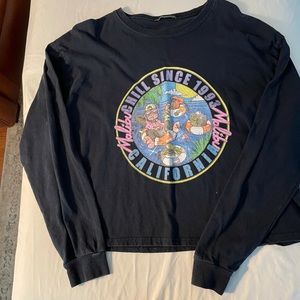 Brandy Melville Navy Cropped Tee California One Size